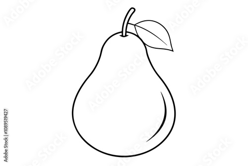 Pear fruit outline vector, Pear line art vector illustration