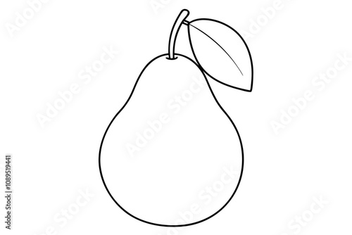 Pear fruit outline vector, Pear line art vector illustration