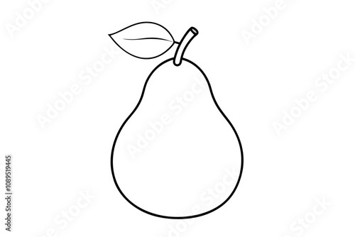 Pear fruit outline vector, Pear line art vector illustration