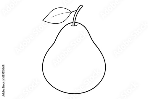 Pear fruit outline vector, Pear line art vector illustration