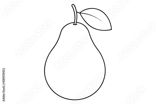 Pear fruit outline vector, Pear line art vector illustration