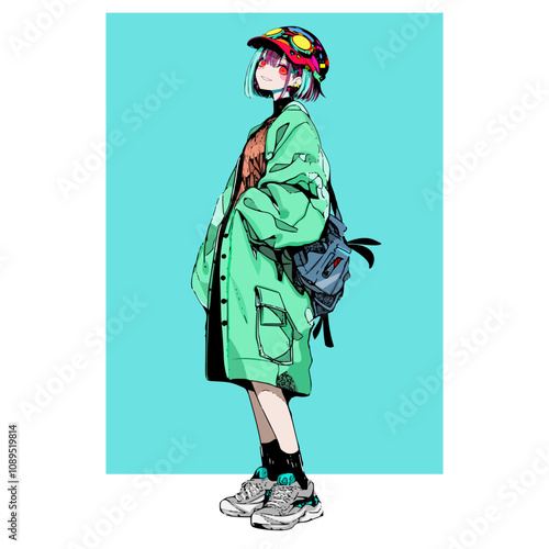 anime girl in a fashionable suit