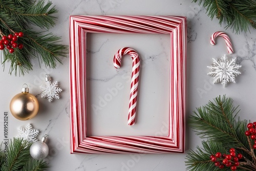 Festive Christmas Candy Cane Frame for Holiday Designs photo