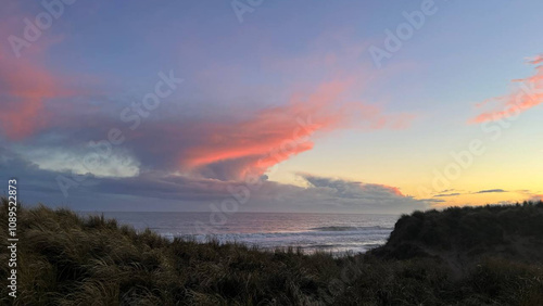 beautiful pink sunset in Ireland 2023 photo