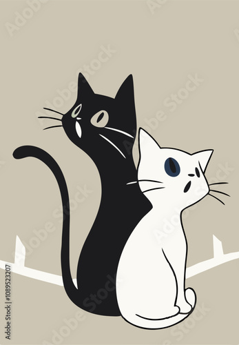 Two cats on a poster: create a stylish corner in a child's room for happiness and inspiration.
