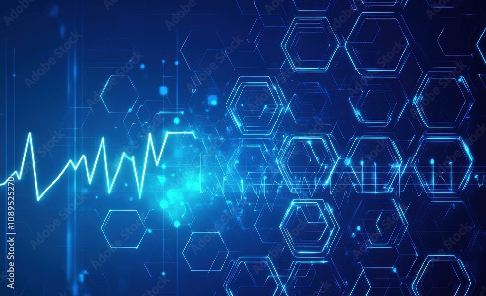Futuristic Technology Visualization: An Abstract Interpretation of Sound Waves and Digital Patterns Futuristic Technology Visualization: An Abstract Interpretation of Sound Waves and Digital Patterns