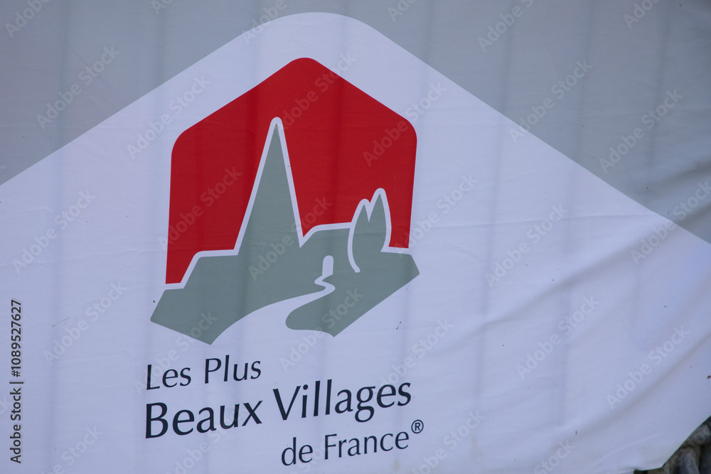 les plus beaux villages de France flag logo brand and sign text in ...