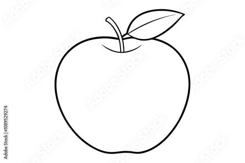 Apple line art vector, apple outline drawing  photo