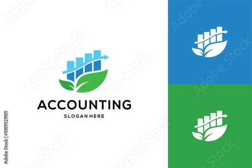 Leaf design accounting finance logo template