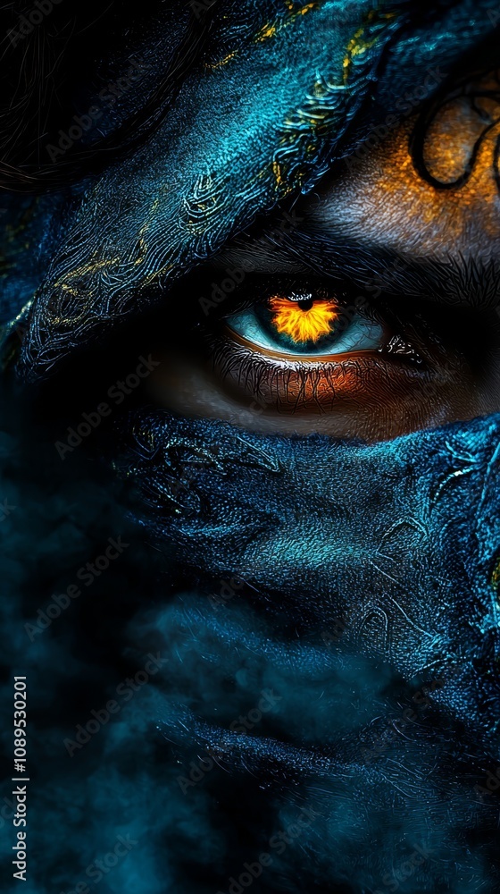 a close up of a person's eye with blue paint on it, set against a dark background The eye is the focal point of the image, and the blue paint gives it a mysterious and captivating look a close up of a person's eye with blue paint on it, set against a dark background The eye is the focal point of the image, and the blue paint gives it a mysterious and captivating look