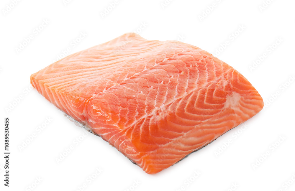 Piece of fresh salmon isolated on white Piece of fresh salmon isolated on white