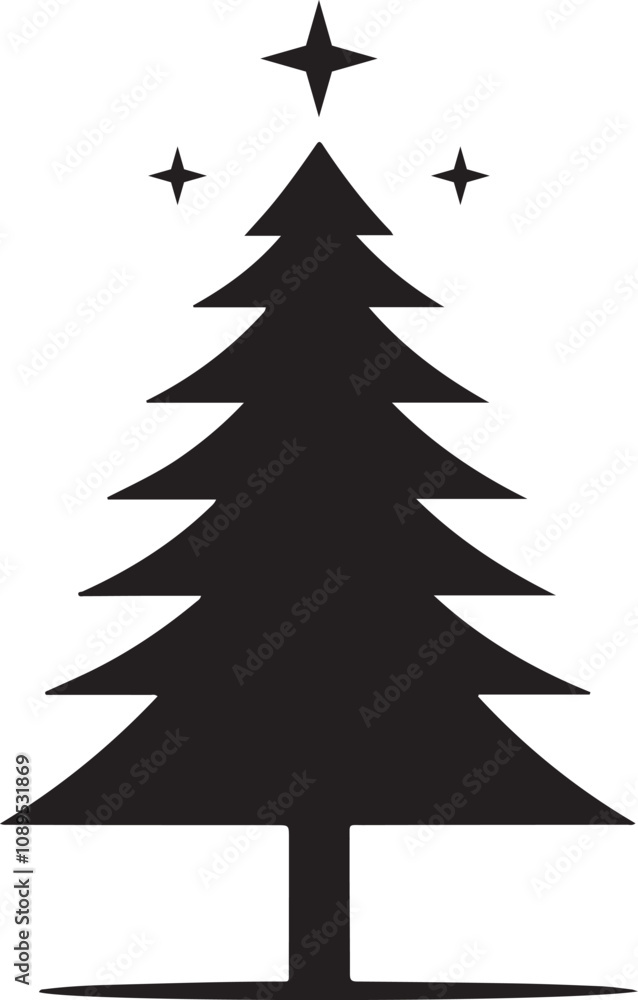 Obraz premium A Christmas tree silhouette vector on a white background
