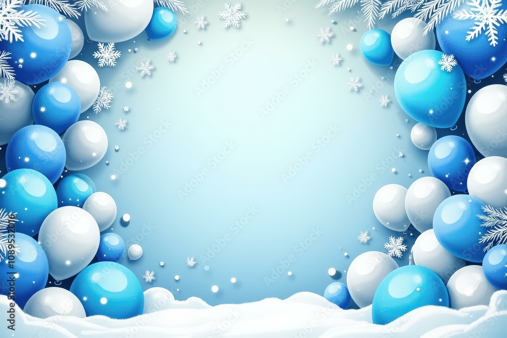 Enchanting Winter Wonderland Background with Blue and White Ornaments, Perfect for Holiday Greetings, Cards, and Invitations Enchanting Winter Wonderland Background with Blue and White Ornaments, Perfect for Holiday Greetings, Cards, and Invitations