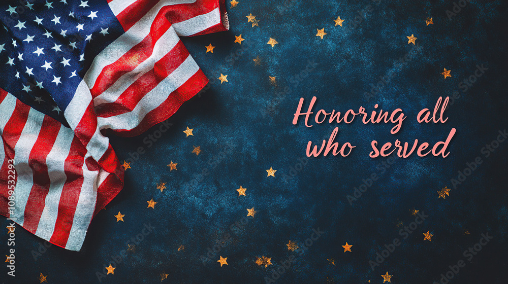 Naklejka premium Background with American flag and text for Veterans Day