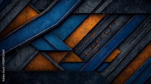 Fototapeta Naklejka Na Ścianę i Meble -   a blue and orange abstract background with a diagonal pattern, featuring a combination of blue, black, and orange colors It is a high-definition wallpaper with a r