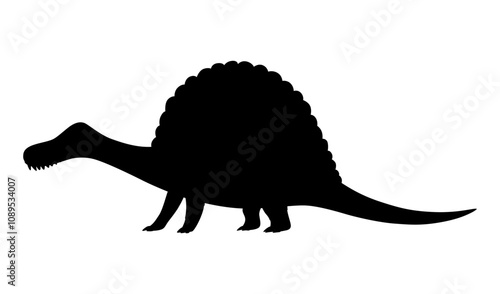 Cartoon dinosaur baby silhouette. Dino monsters icon. Prehistoric funny little monster for children theme. Vector illustration isolated on white