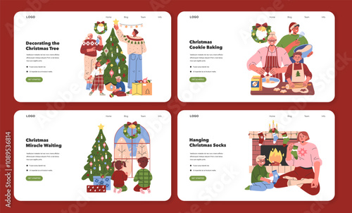Christmas Family. Flat Vector Illustration