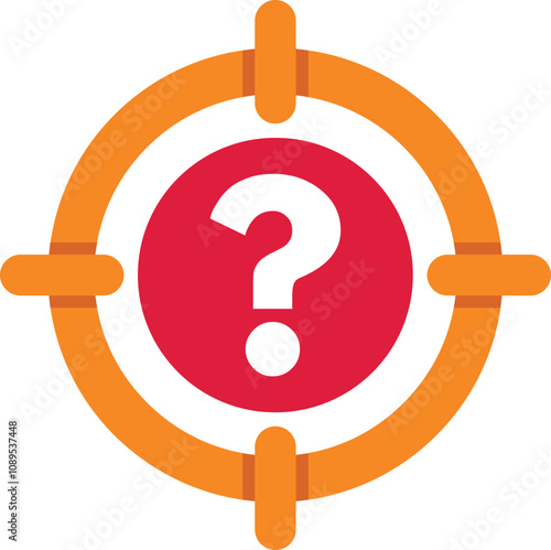 Question mark placed in the center of a crosshair, symbolizing the concept of finding solutions and searching for answers