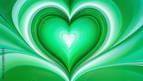 Green white heart serene and flowing shapes backdrop