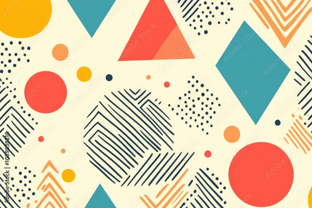 Obraz premium A composition of various geometric shapes and lines forming intricate designs