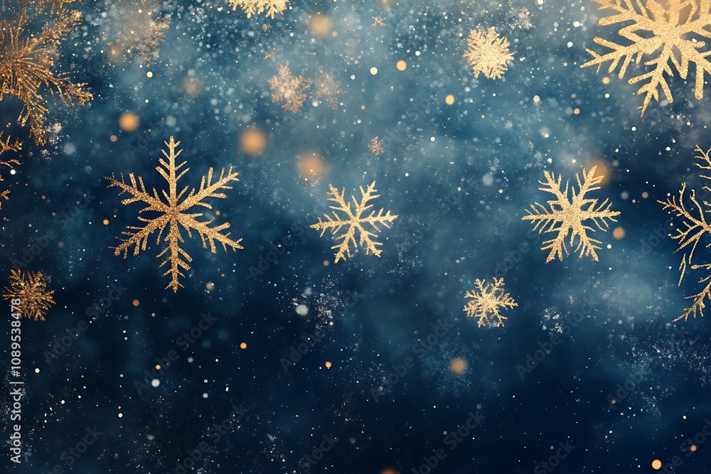 Subtle golden snow patterns on a gradient navy-blue canvas Subtle golden snow patterns on a gradient navy-blue canvas