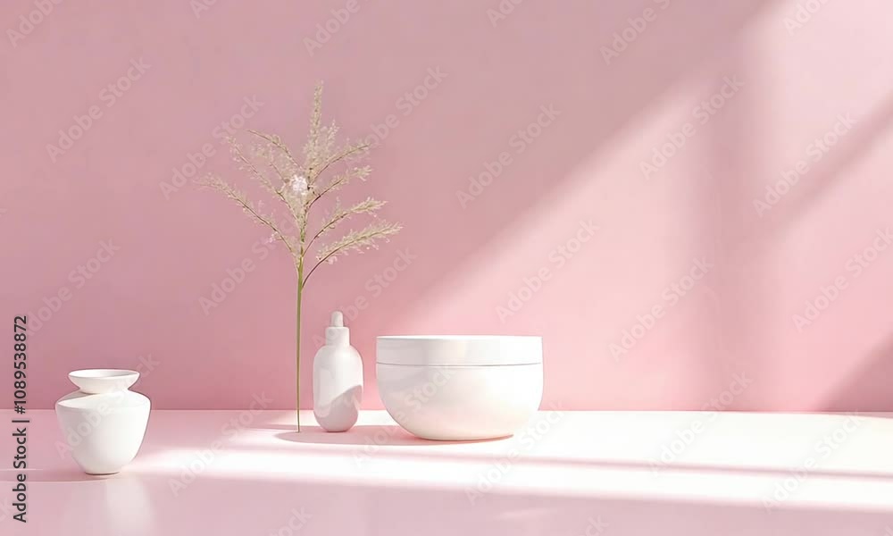 A minimalist scene featuring a white bowl on a soft pink background, emphasizing simplicity. A minimalist scene featuring a white bowl on a soft pink background, emphasizing simplicity.