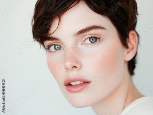 beauty portrait of a young woman with beautiful healthy skin