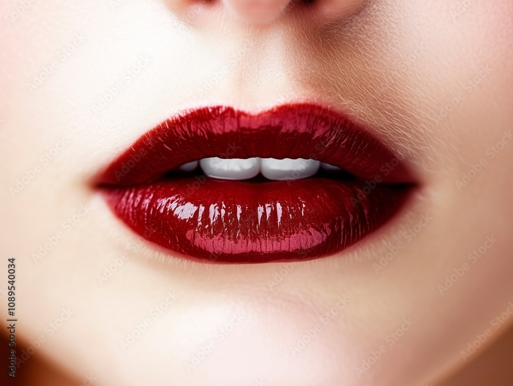beautiful female lips with burgundy lipstick close-up beautiful female lips with burgundy lipstick close-up