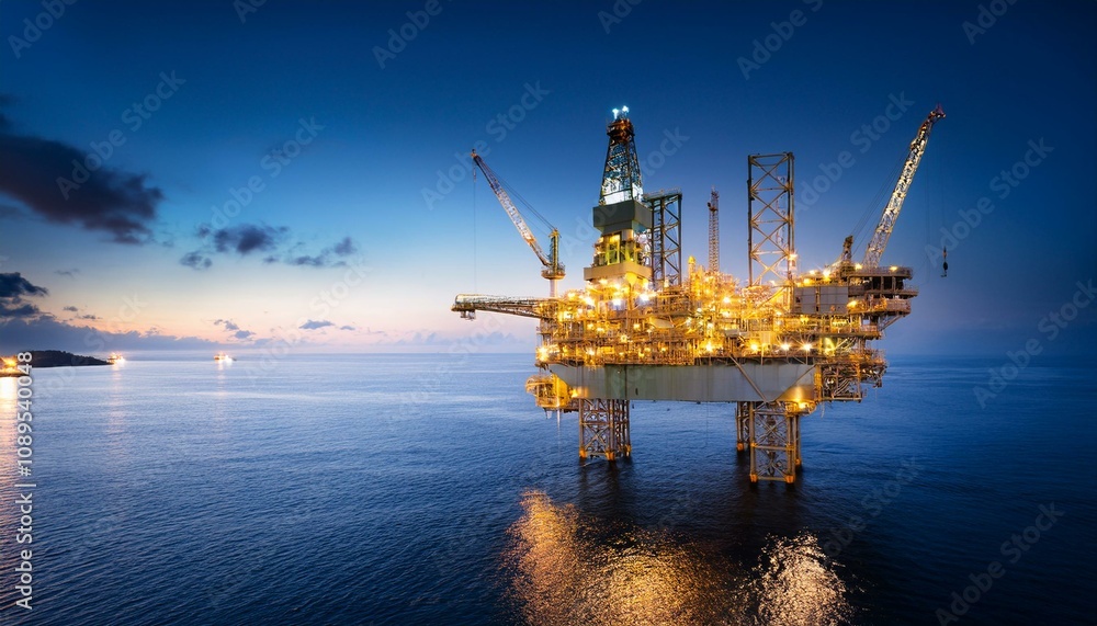 Oil rig in the middle of the ocean; oil and gas industry; oil drilling platform in the ocean or sea; heavy machinery and cranes; petroleum drilling rig in the ocean or sea; petrol and gas drill Oil rig in the middle of the ocean; oil and gas industry; oil drilling platform in the ocean or sea; heavy machinery and cranes; petroleum drilling rig in the ocean or sea; petrol and gas drill