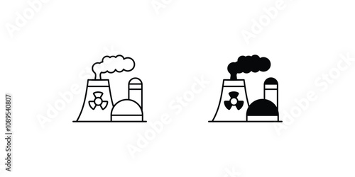nuclear plant set icon with white background vector stock illustration