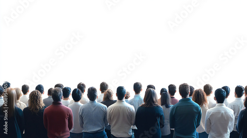 Wallpaper Mural A large crowd of people standing closely together viewed from behind, with a diverse range of clothing and hairstyles visible against a transparent, isolated background Torontodigital.ca