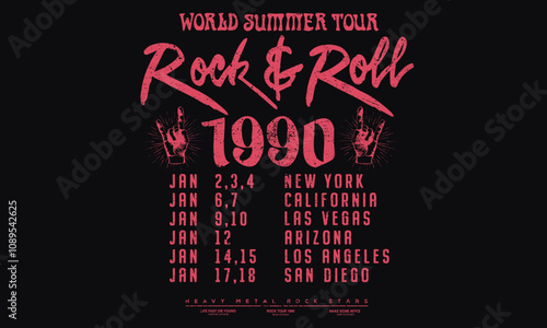 Rock and roll vector t-shirt design. Music poster design.
