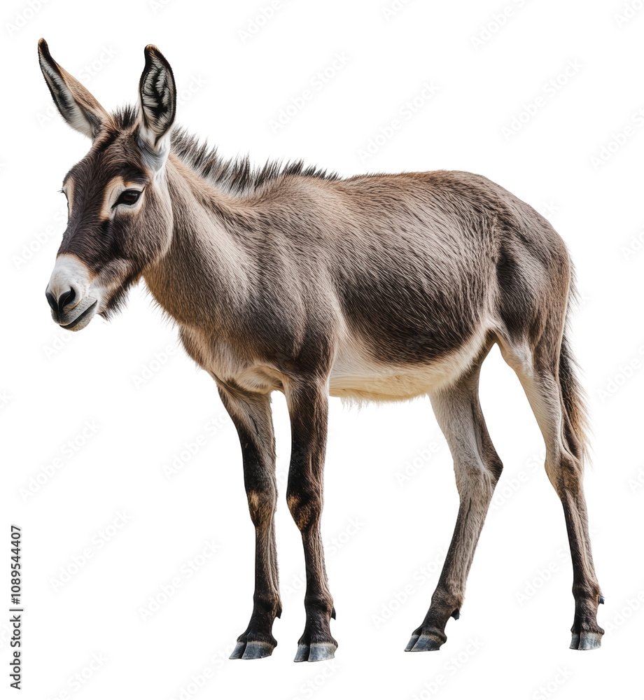 Fototapeta premium PNG Young donkey standing gracefully in a farmyard