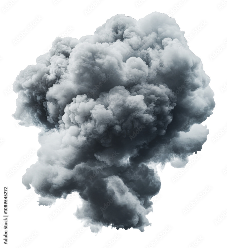 PNG Dramatic black smoke cloud rising over open space PNG Dramatic black smoke cloud rising over open space