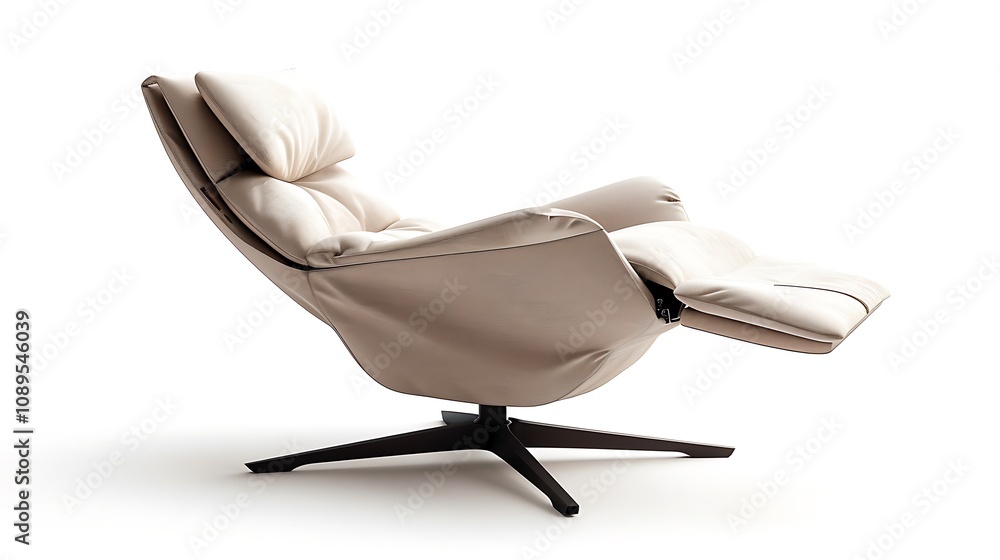 A sleek, modern lounge chair designed for comfort and relaxation, featuring a reclining mechanism and soft upholstery. A sleek, modern lounge chair designed for comfort and relaxation, featuring a reclining mechanism and soft upholstery.