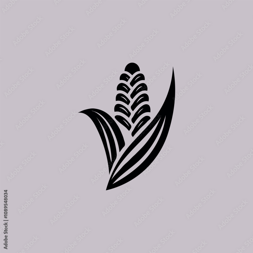 A sleek, minimalist black corn with gray background. A sleek, minimalist black corn with gray background.