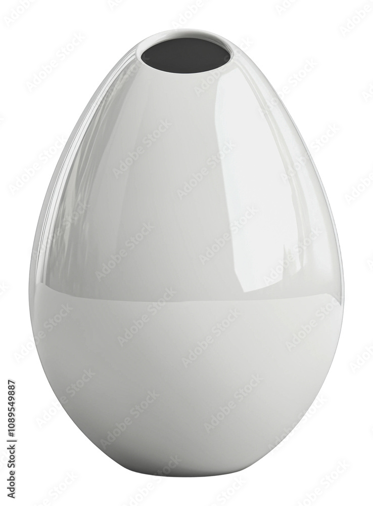 PNG Modern ceramic vase in sleek white design PNG Modern ceramic vase in sleek white design