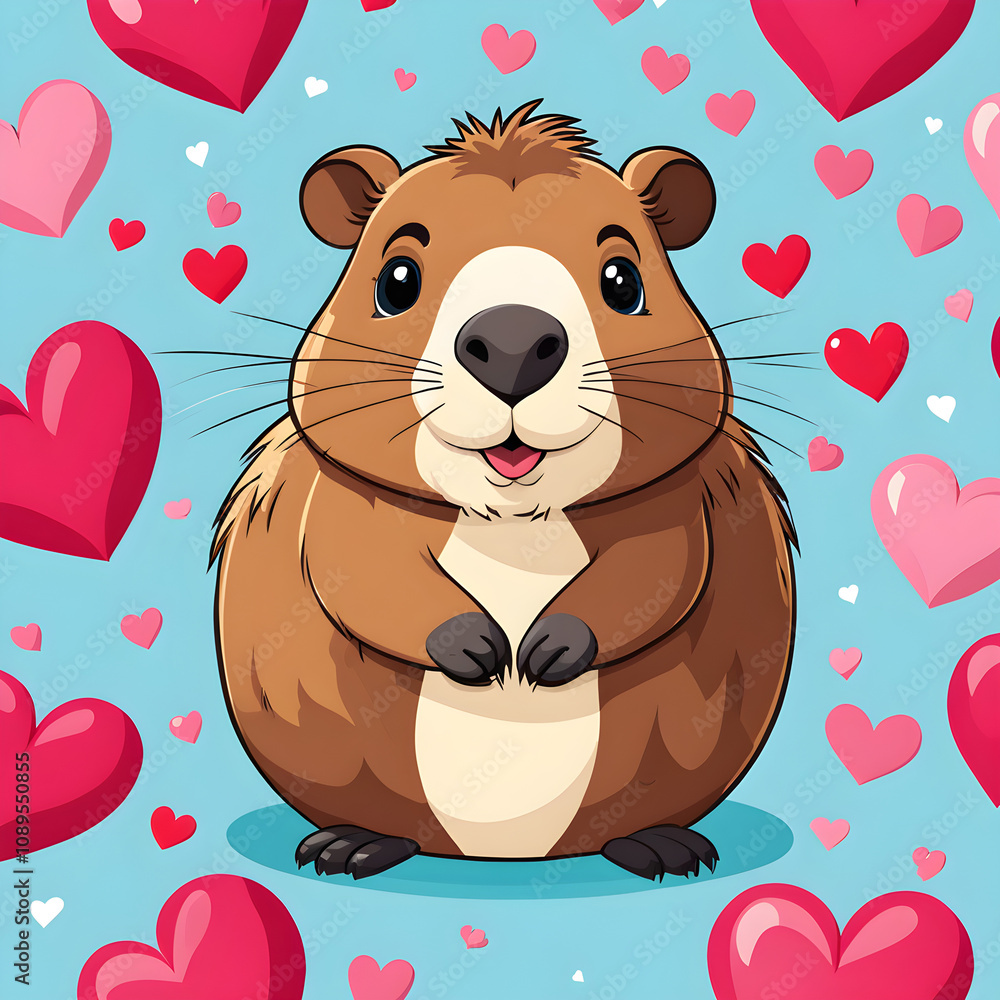 Obraz premium capybara with hearts illustration