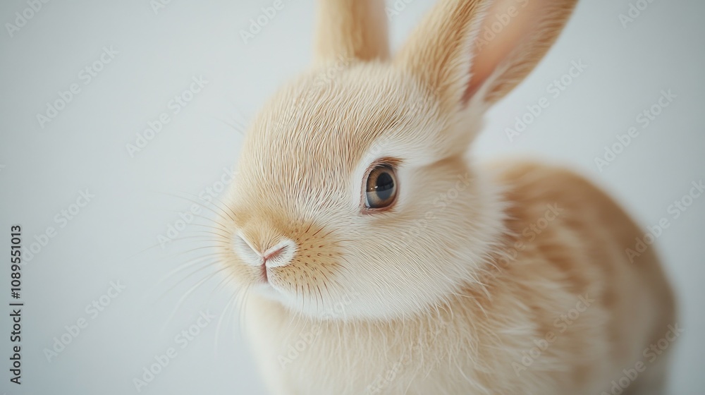 A close-up shot of a rabbit on a white surface A close-up shot of a rabbit on a white surface
