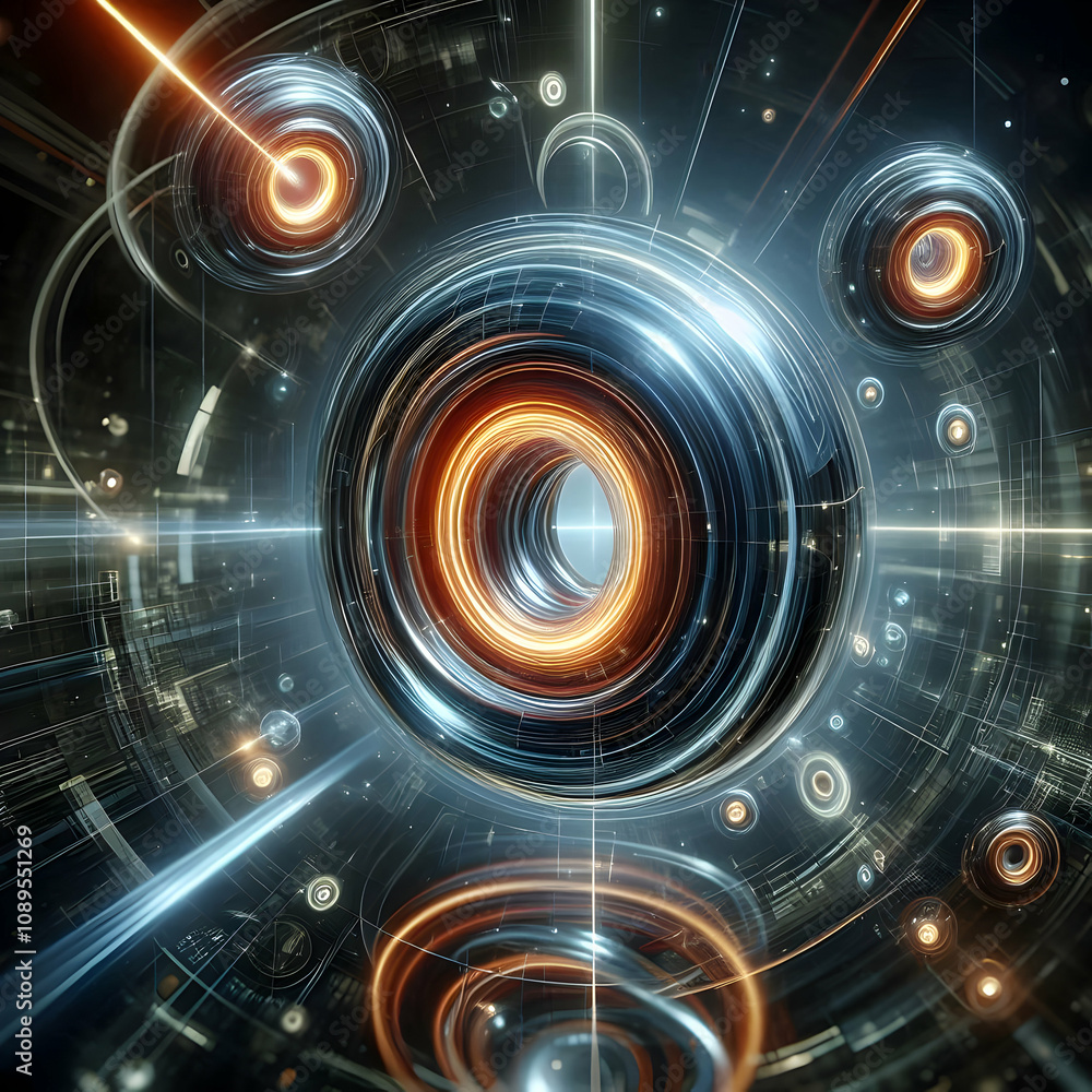 Glossy energy rings floating in an abstract digital space concept as Close up of glowing glossy energy rings floating in an abstract dark digital space symbolizing futuristic and renewable energy syst Glossy energy rings floating in an abstract digital space concept as Close up of glowing glossy energy rings floating in an abstract dark digital space symbolizing futuristic and renewable energy syst
