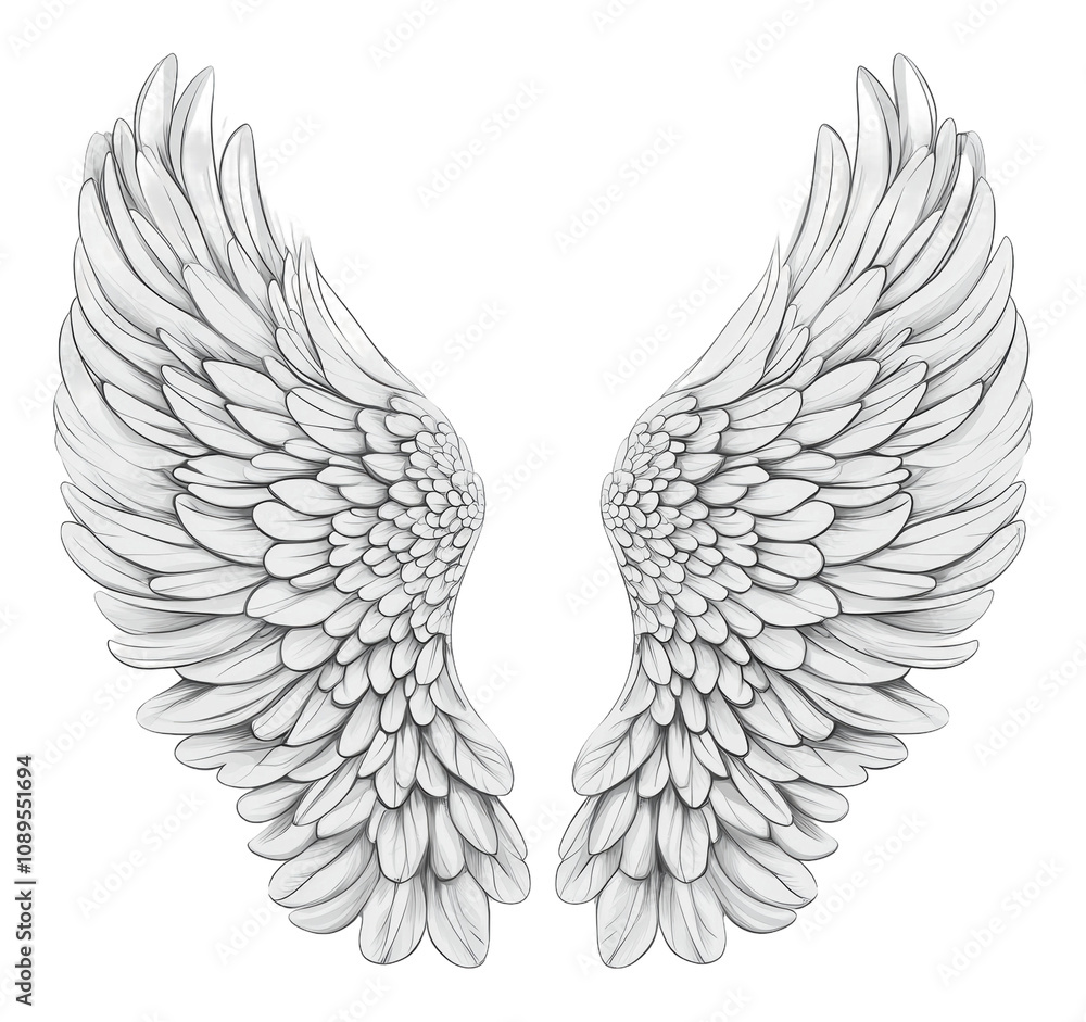 PNG Beautiful angel wings pencil drawing PNG Beautiful angel wings pencil drawing