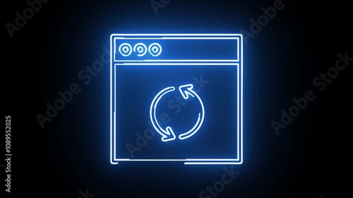 computer icon animation with neon effect