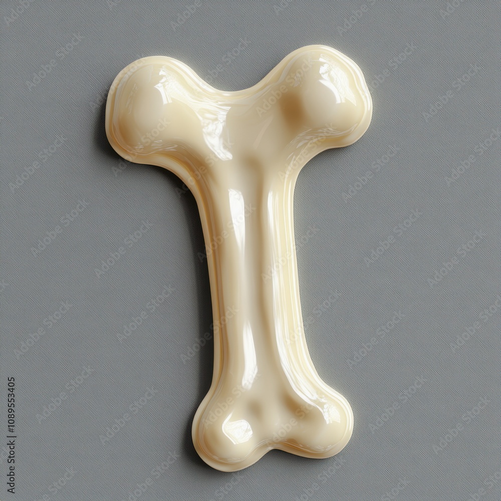 Smooth Bone-Shaped Treat on Gray Background Smooth Bone-Shaped Treat on Gray Background