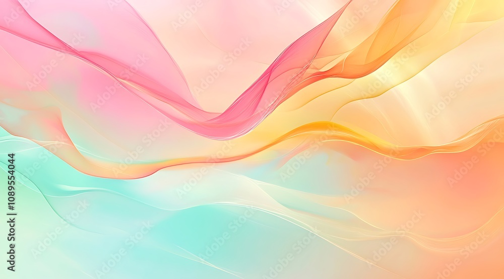 Abstract Pastel Waves Flowing Softly Across Canvas Abstract Pastel Waves Flowing Softly Across Canvas