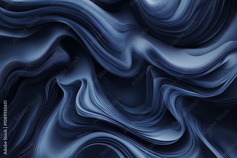 Obraz premium Abstract navy blue background with smooth flow and soft gradients