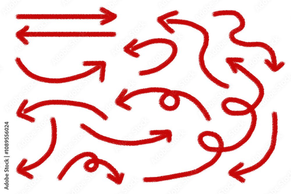 Hand drawn scribbles on white background. red Arrow, circle, stroke lines and squares drawn with black marker pen. Design element, clipping path. Hand drawn scribbles on white background. red Arrow, circle, stroke lines and squares drawn with black marker pen. Design element, clipping path.