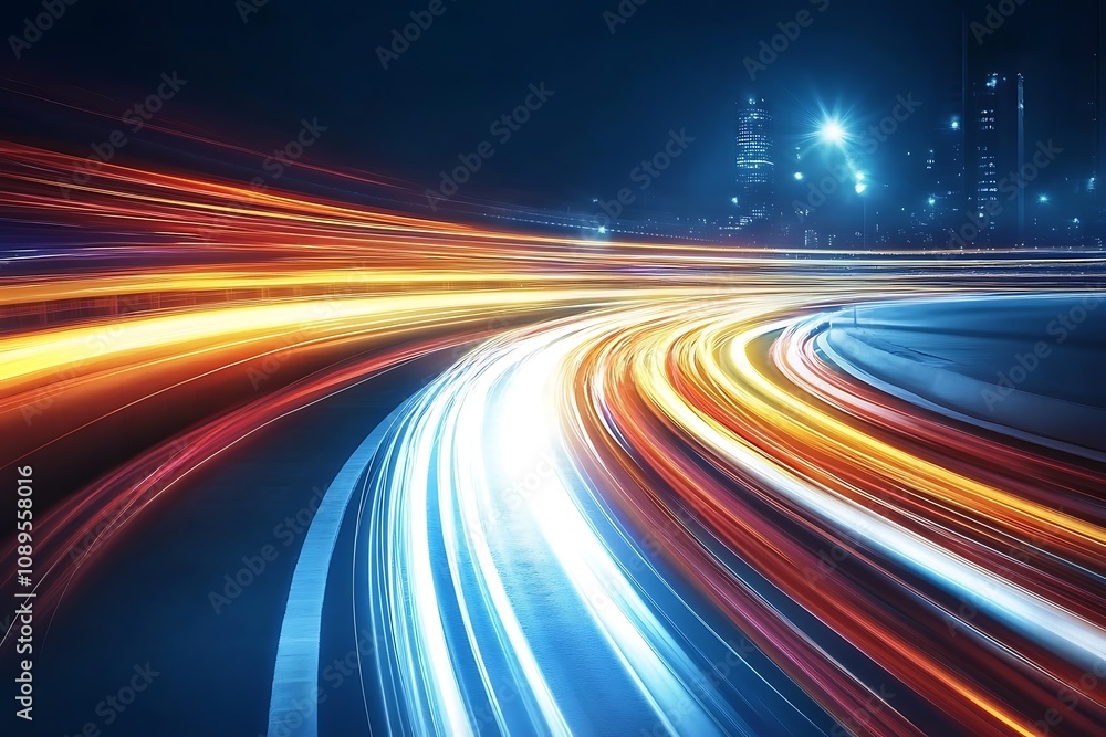 Abstract swirling light trails over a vibrant professional backdrop Abstract swirling light trails over a vibrant professional backdrop