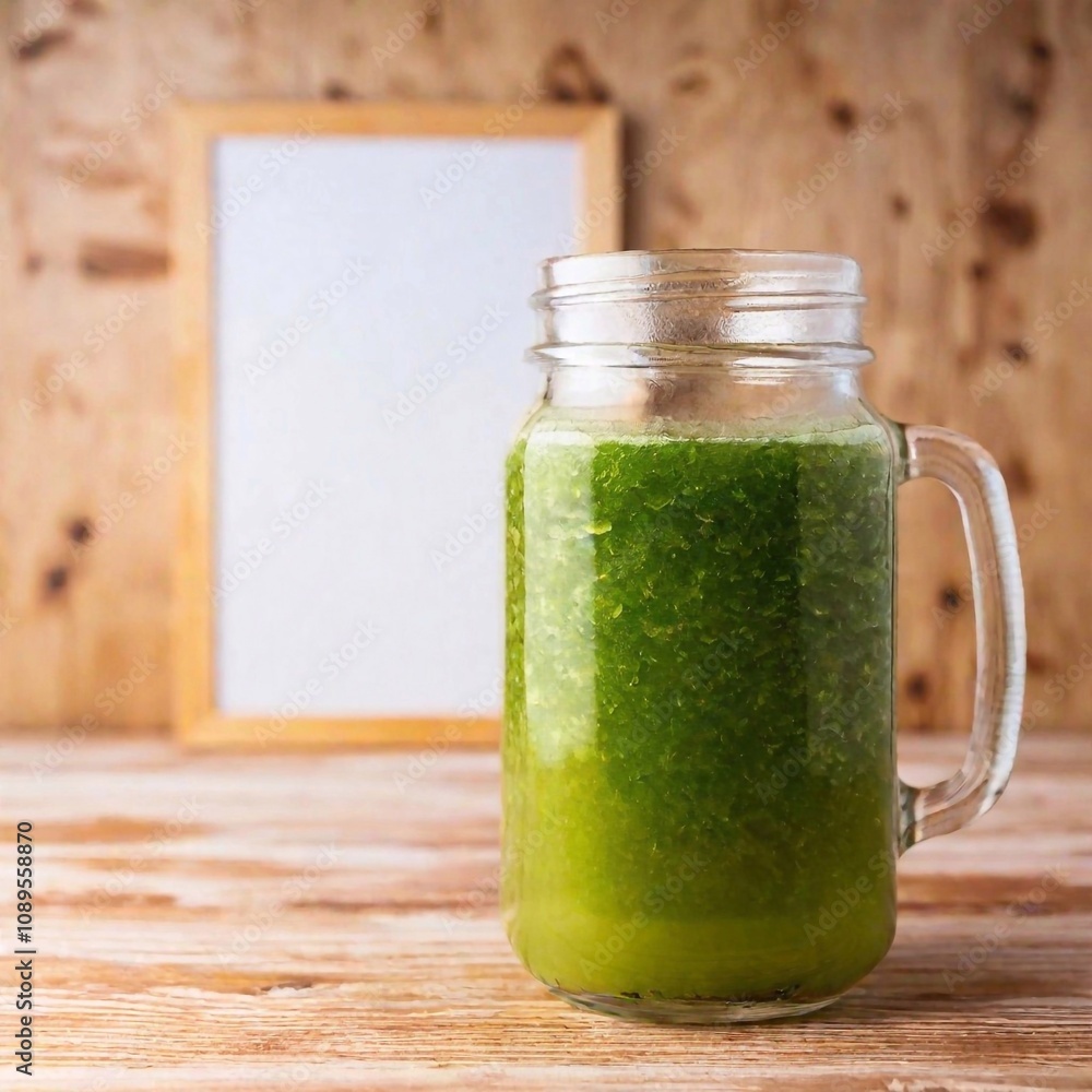 smoothie against background with empty clear mockup poster smoothie against background with empty clear mockup poster