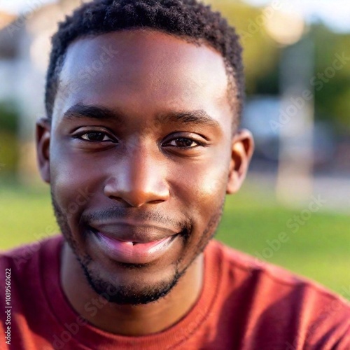 A close-up shot of an African-American male encouraging a friend with a warm smile and reassuring gaze. The split diopter emphasizes his supportive expression while the background fades, showcasing th