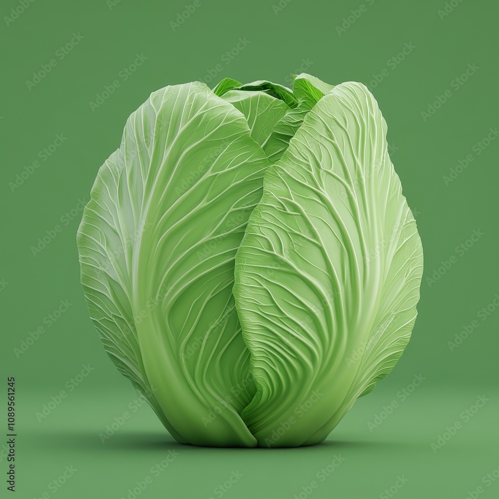 Vibrant Green Cabbage on Solid Background Vibrant Green Cabbage on Solid Background